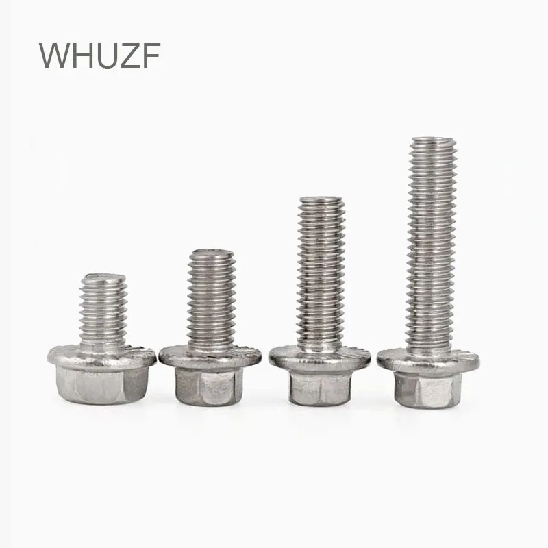 Free Shipping 20/50pcs GB5787 [M5 M6 M8 M10 M12 Hexagon Flange Bolts 304 Stainless Steel With Tooth Anti-slip Screw A2-70