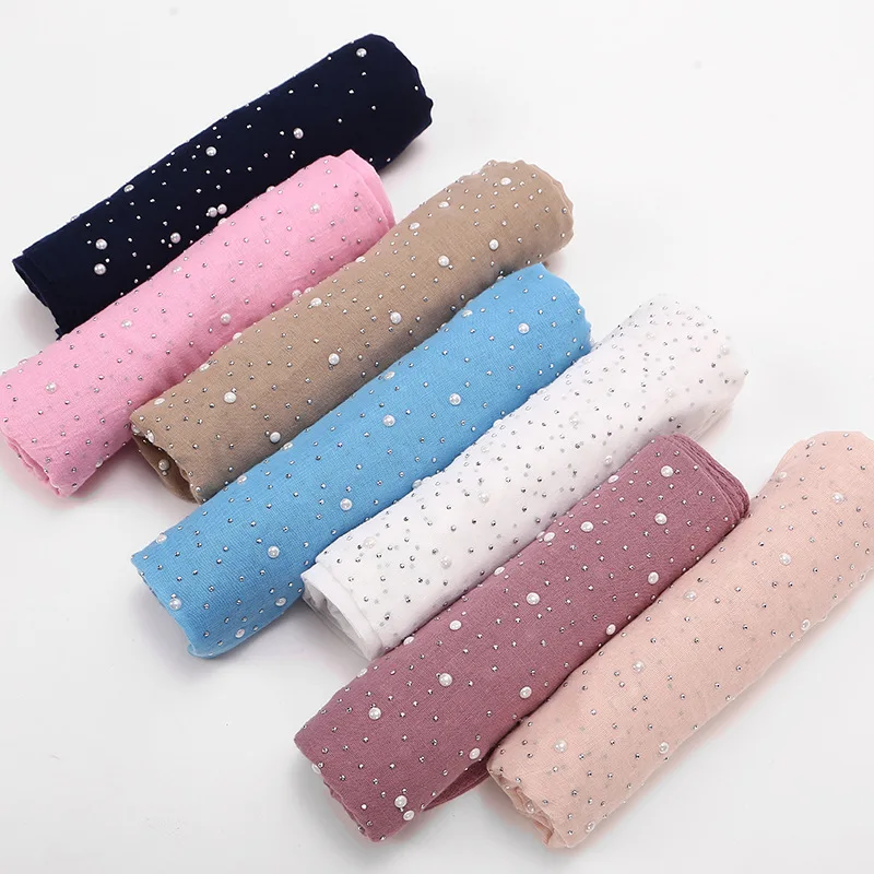 

72*175CM European and American fashion beautiful candy color hot diamond porcelain scarf cotton gypsophila ladies headscarf