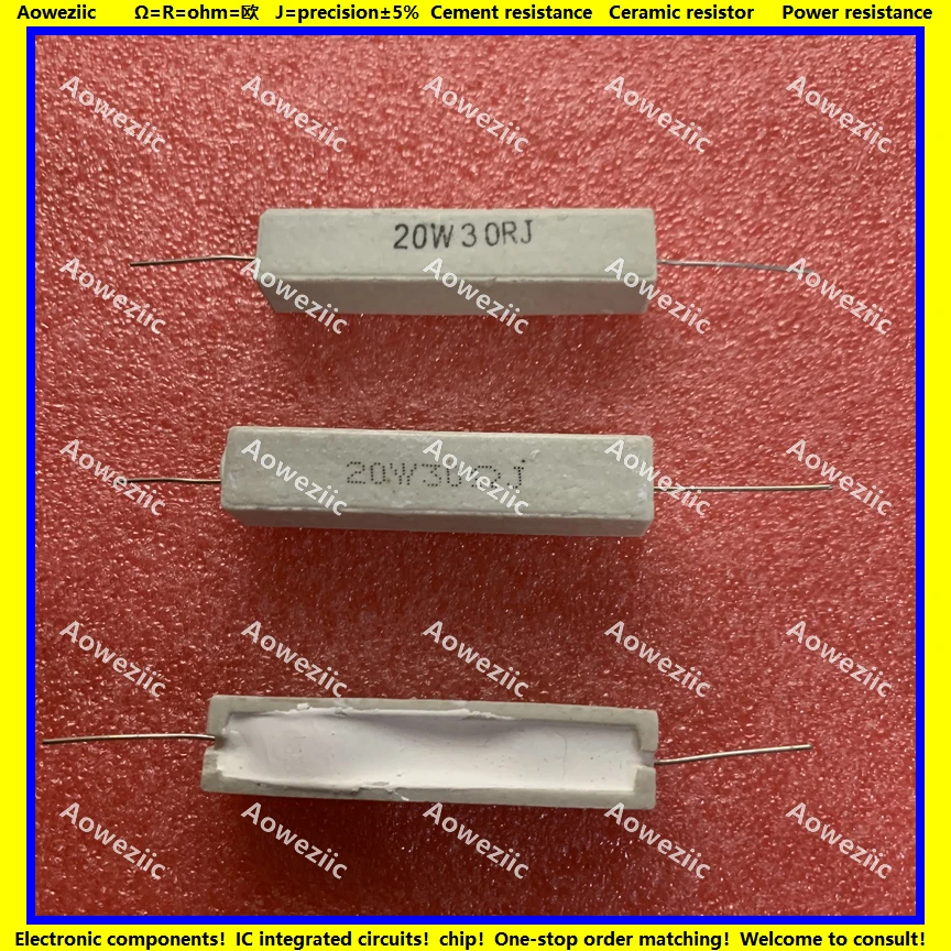 

10Pcs RX27 Horizontal cement resistor 20W 30 ohm 20W 30R 30RJ 20W30RJ 30ohm Ceramic Resistance precision 5% Power resistance