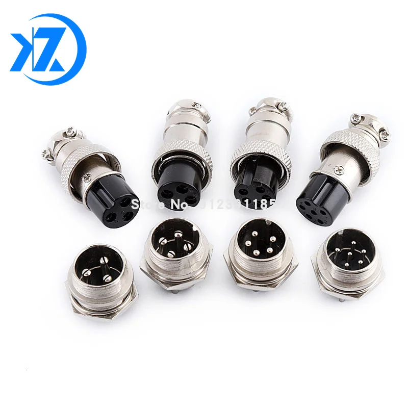 1set GX12 GX16 2/3/4/5/6/7/8/9/10 Pin Male+Female 12mm 16mm Circular Aviation Socket Plug Wire Panel Connector with Plastic Cap