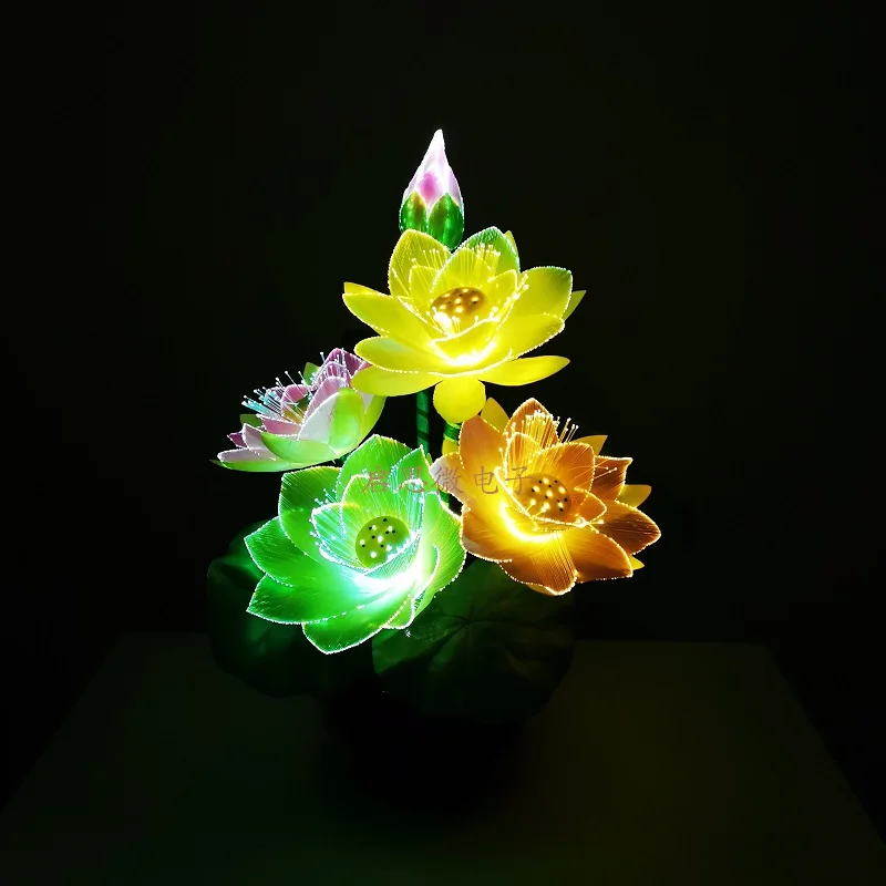 New Led flower lights Lotus light buddha lamp Fo lamp Novelty artistic optical fiber flower