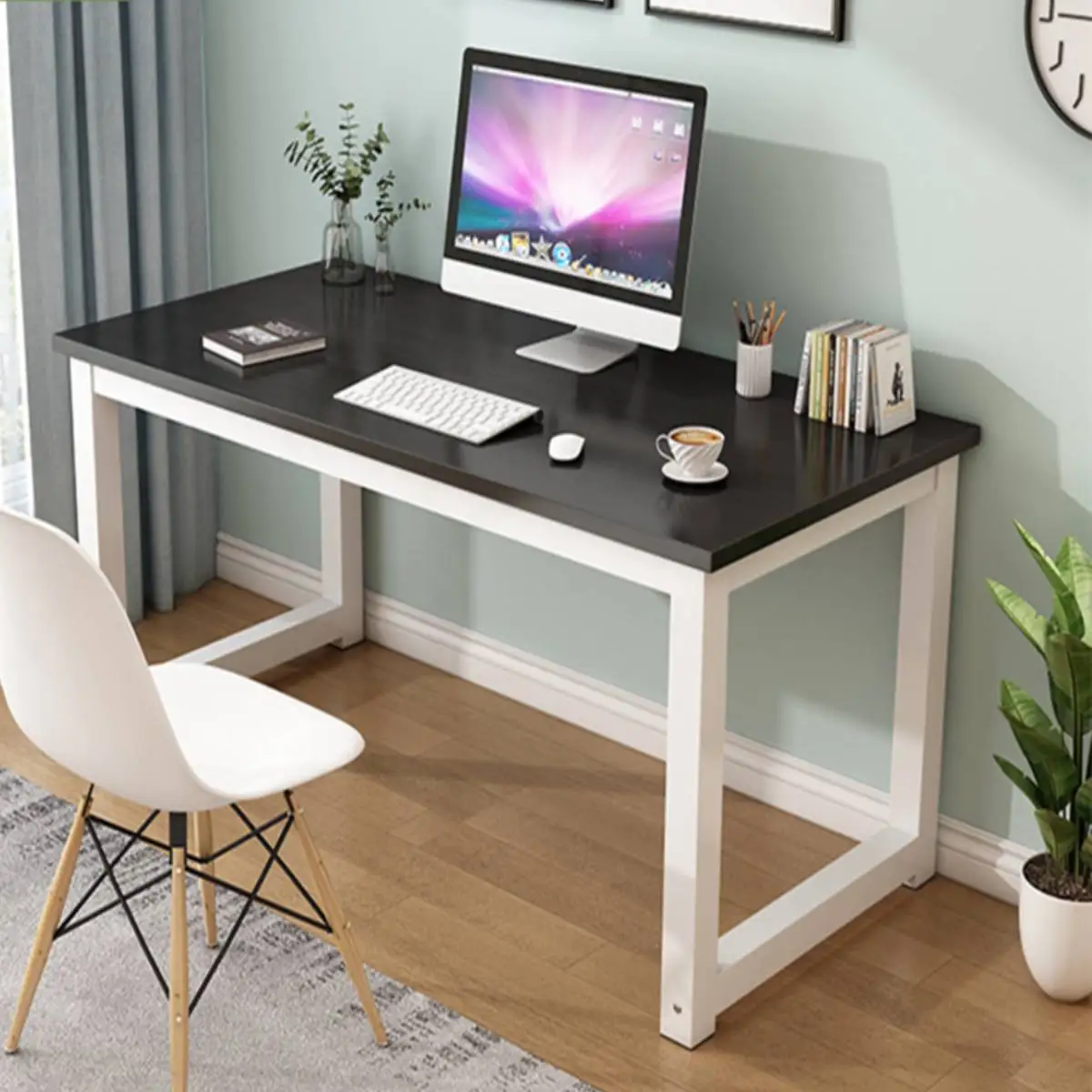 CZ FR Fastshipping Modern Office Desk Computer Table Laptop Study Table Metal Steel Frame Easy Assemable Home Office Workstation