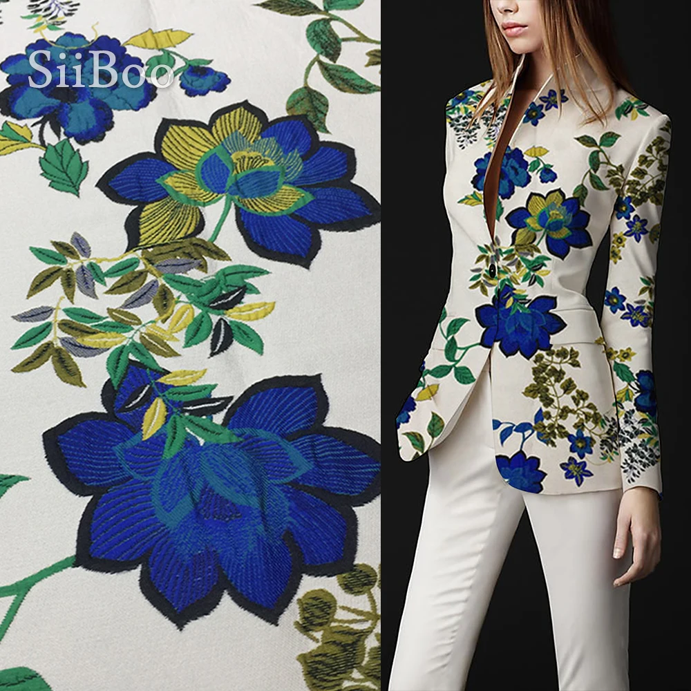 

Siiboo polyester jacquard fabirc flora pattern yarn dyed for women dress blazer Tissu jacquard teint en fil sp6373