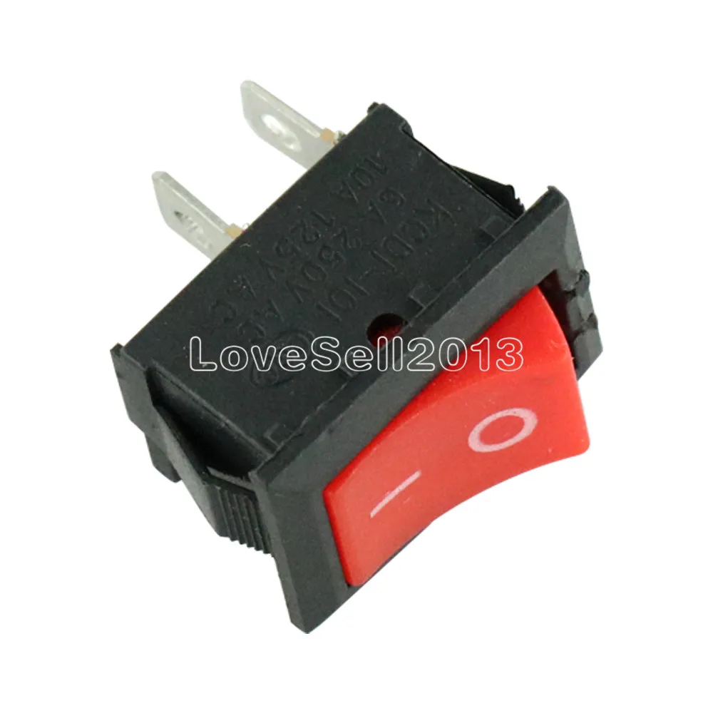 5pcs KCD1-101 Switch AC 6A 250V 2 Pin ON/OFF I/O SPST Snap in Mini Red Button Boat Rocker Switch 15*21MM Tools