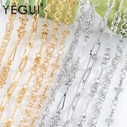 YEGUI-Cadena de cobre chapada en oro de 18k C251, accesorio de Joyería, abalorios, pulsera, collar, fabricación de joyas, 1m/lote