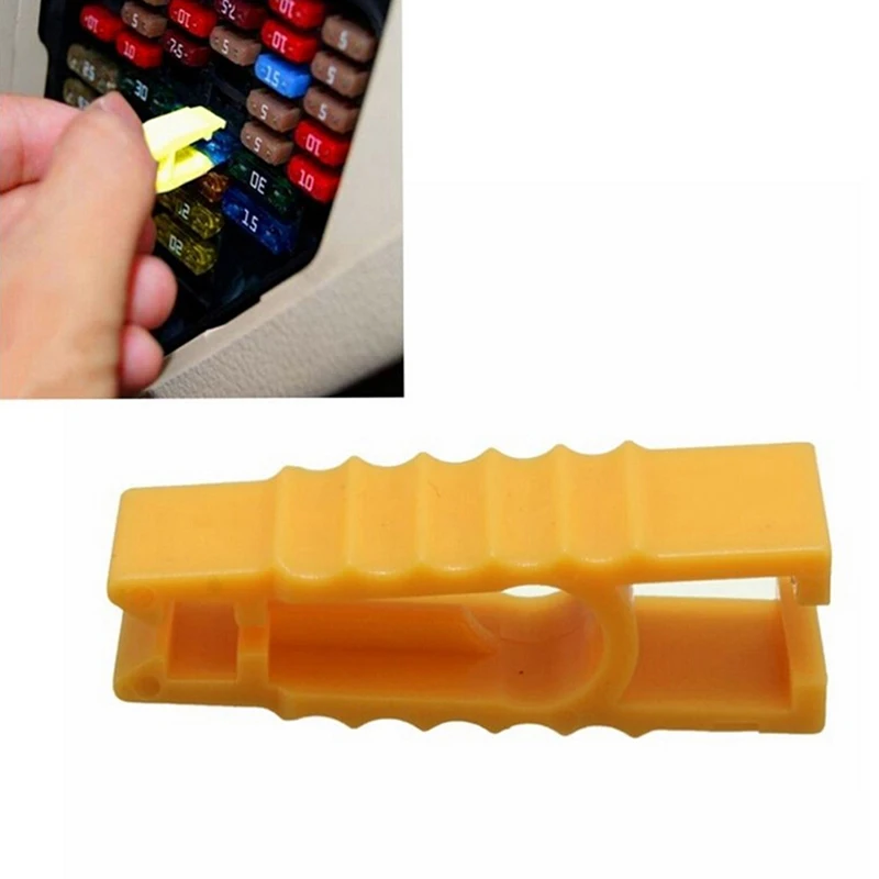 10Pcs Mini Car Fuse Puller Clip Yellow Plastic Tweezers Installation And Removal Tool F Large And Medium Mini Fuse