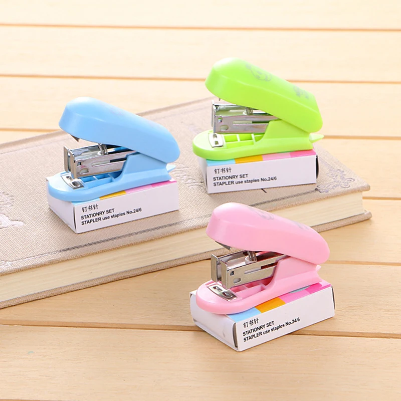 Huapuda Cute Mini Stapler and Staples 24/6 Useful Small Stapler Staples Set Students Paper Binding Stationery Tools Supplies 353