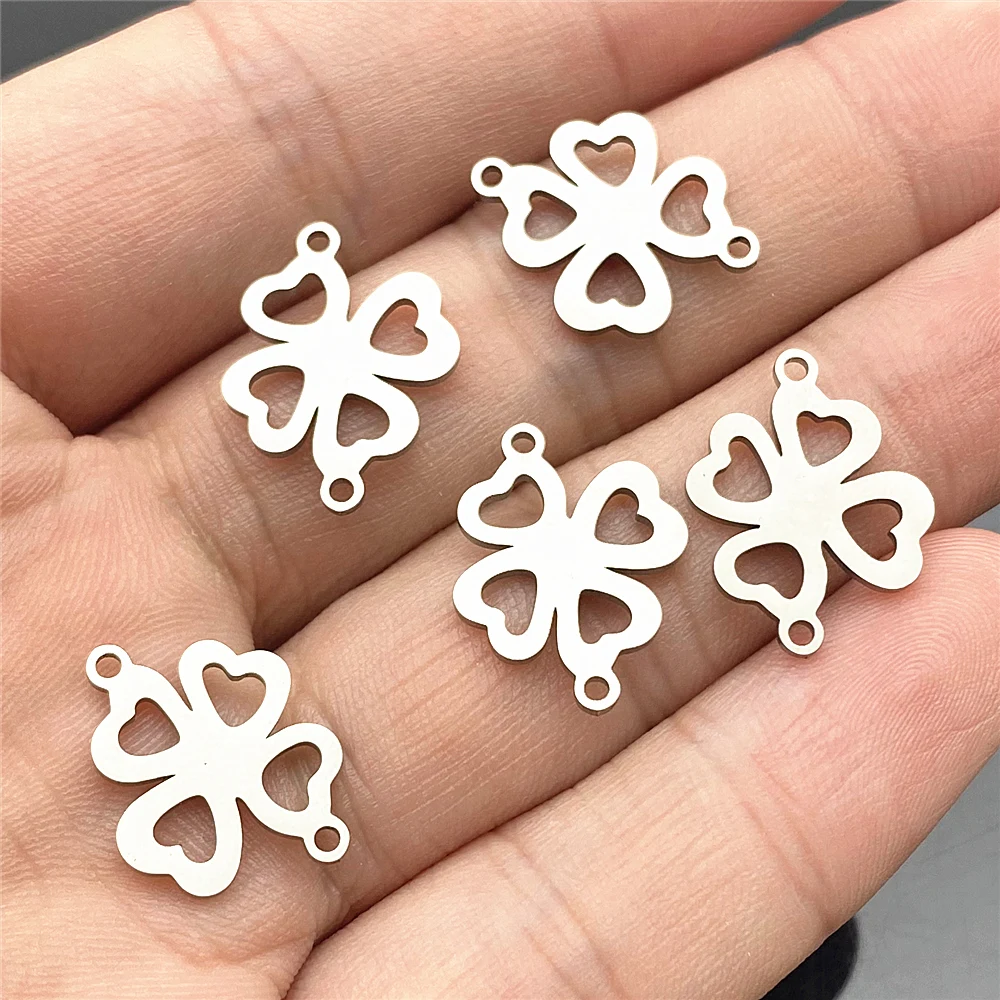 Lucky Clover Charms Connectors For Necklace Diy Bracelet Connector Findings Four Leaves Clover Pendant Handmade Diy Jewelry Make