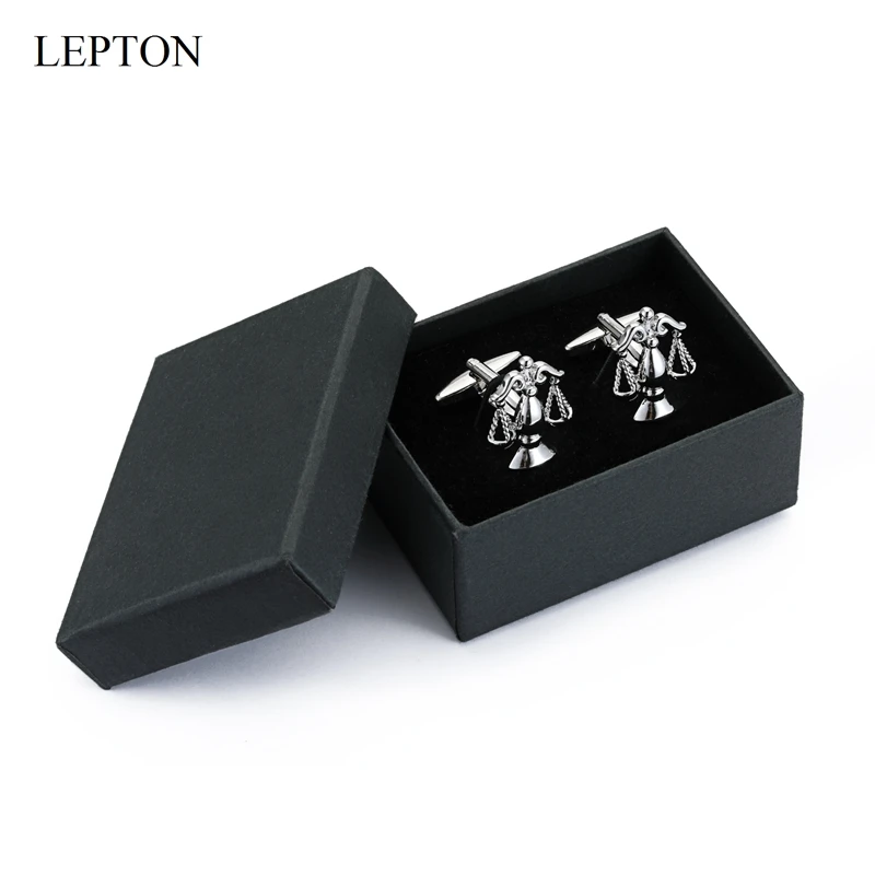 Lepton Libra Scales Cufflinks Fashion Silver Color Metal balance Cuff links for Mens Shirt Studs Gift Lawyer Relojes gemelos