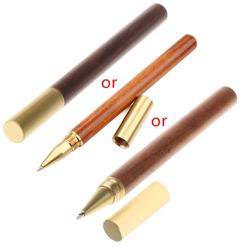 Vintage Wood Body Ballpoint Pen Ball Pens Brass Ball Roller Pen Metal Cap Stationery School Supplies