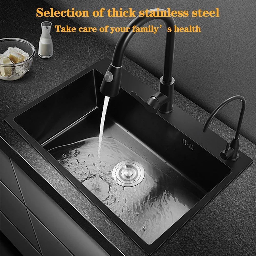 DQOK Stainless Steel Kitchen Sink Slot Dish Basin Kitchen Sink Drain Basket And Drain Pip Rectangular