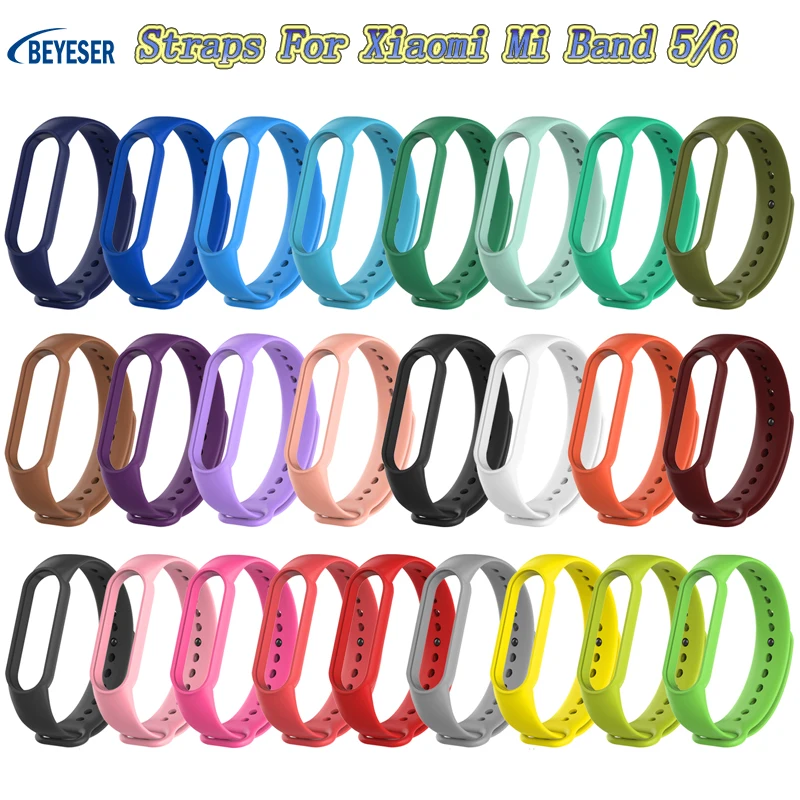 New Arrival Hot Sale Fashion Soft Silicone Wristband Watchband Suitable For Xiaomi Mi Band 5/6 Bracelet With Replaceable Strap