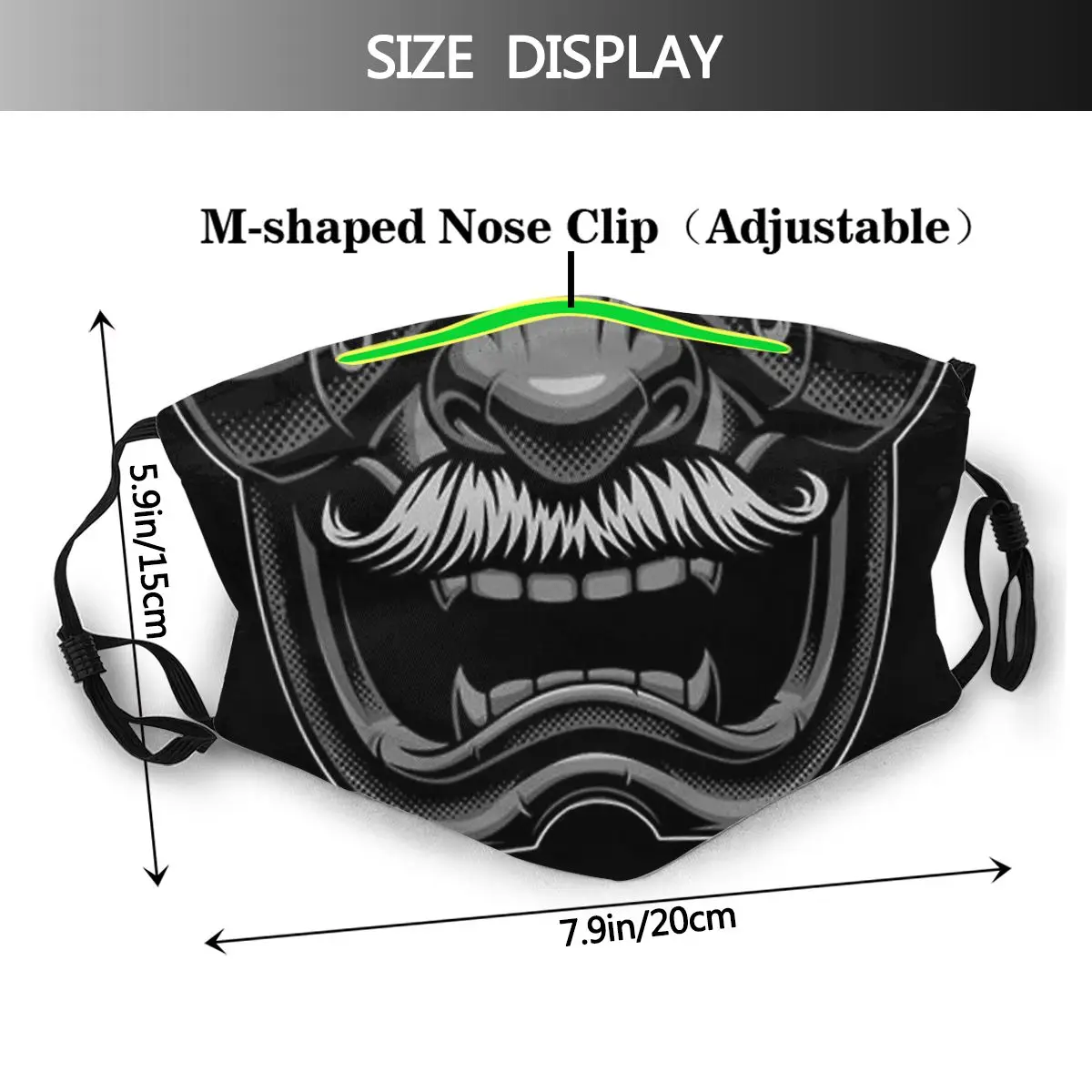 Samurai Champloo Manglobe Period Drama Protection's Mask Funny Mustache Samurai Face Washable With Filters Protection Respirator