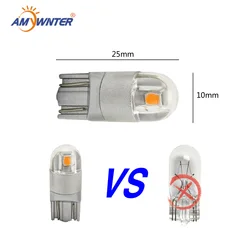 Amywnter 12v 24V W5w Led T10 3030 For Car Source Turn Signal License Plate Lamp Trunk Clearance Lights Reading pack of 2