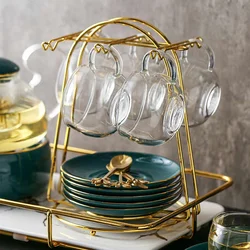 6 Cups Stand Metal Cups Holders Metal Nordic Home Kitchen Tabletop Coffee Mug Holder Drinkware Storage Organizer Rack