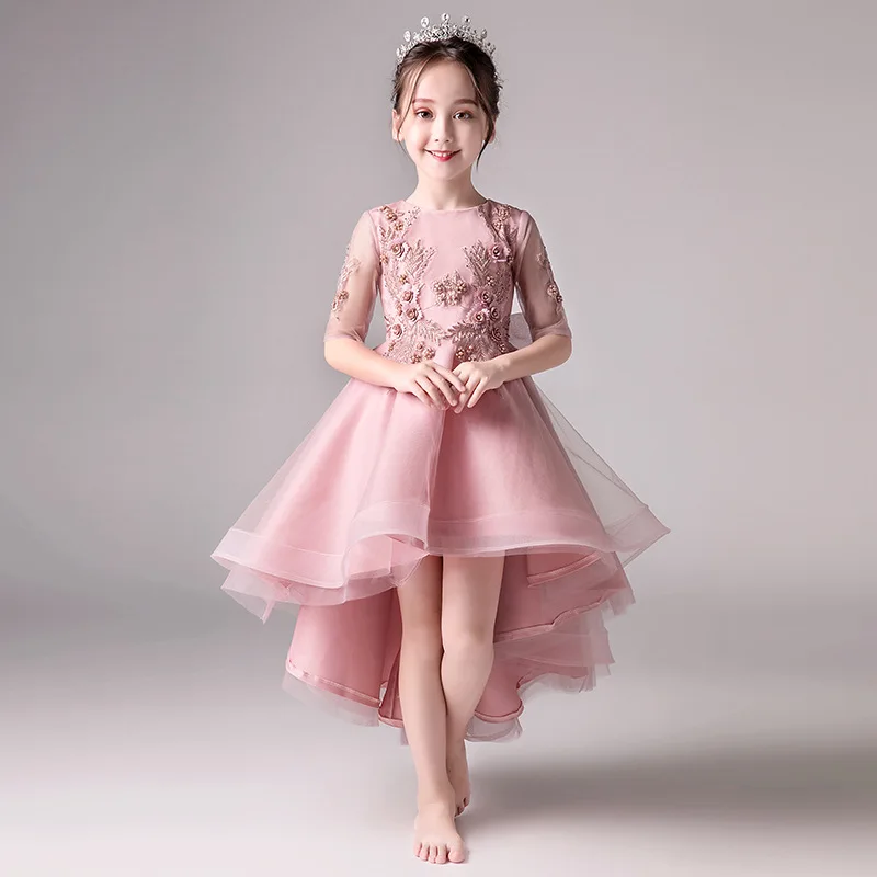 Princess Tulle Scoop Flower Girl Dress Sashes Children First Communion Dress Ball Gown Wedding Party Dress Runway Show Pageant