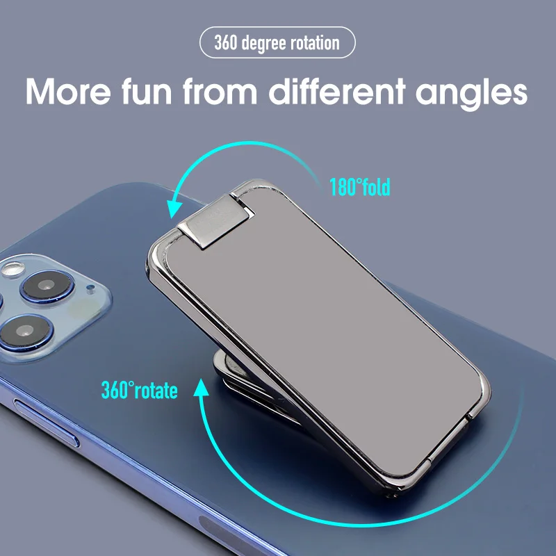 

Universal Ultra-thin Fold Lift Gold Silver Back-Mounted Mobile Phone Ring Bracket Metal Desktop Desk Magnetic Stand Holder