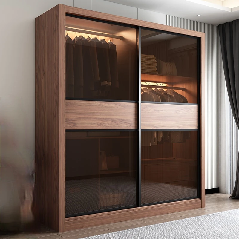 Sliding door closet Nordic modern simple glass WARDROBE BEDROOM sliding door storage cabinet