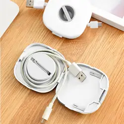 Charging Cable Organizer Wired Headphone Box Mini Phone Holder Desktop Charging Data Cable Storage Box ABS Plastic Cable Winder