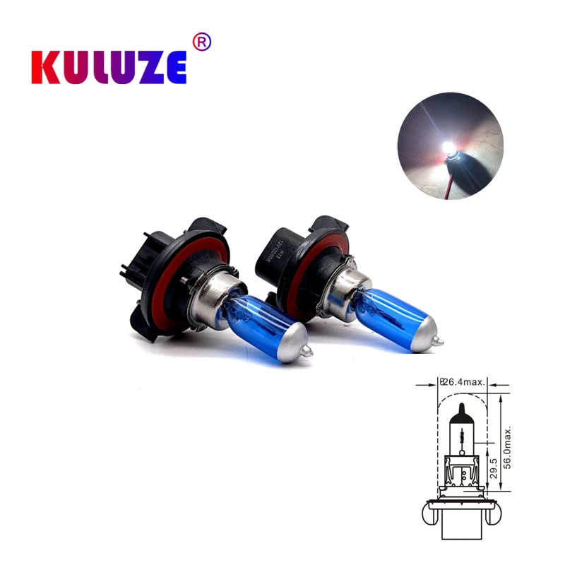 

KULUZE 2PCS H13 9008 12V 100/90W 5800K Super White High Low Beam Car Headlight Light Xenon Halogen Bulbs PJ26.4t