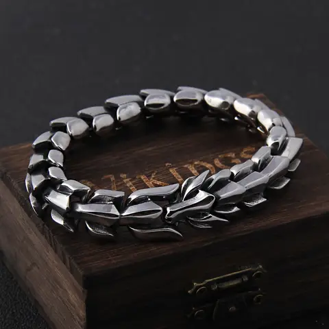 Viking Ouroboros Punk Bracelet for Men Vikings Jewelry