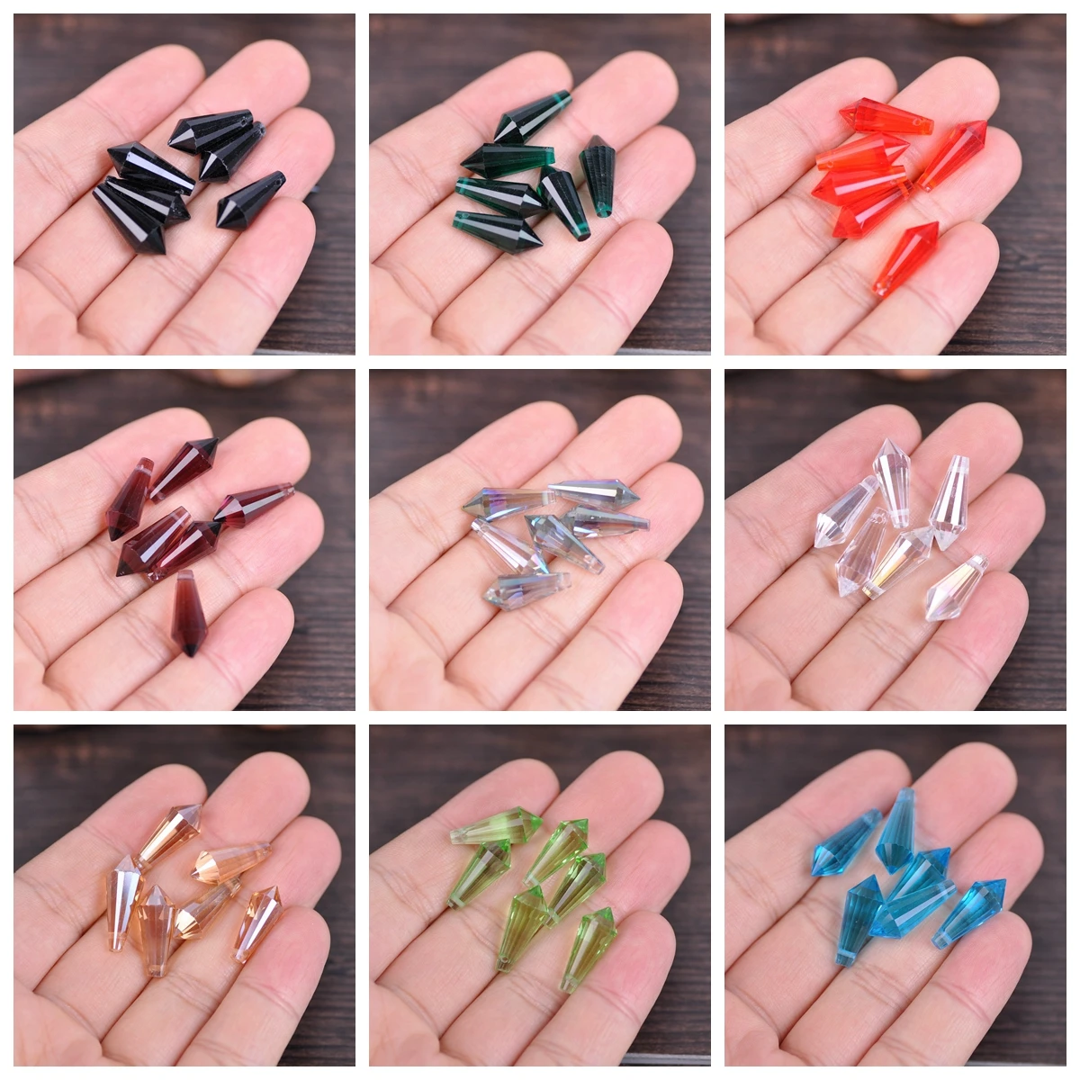 8x20mm Teardrop Bicone Prism Faceted Crystal Glass Loose Crafts Pendants Beads Lot For DIY Jewelry Making Findings