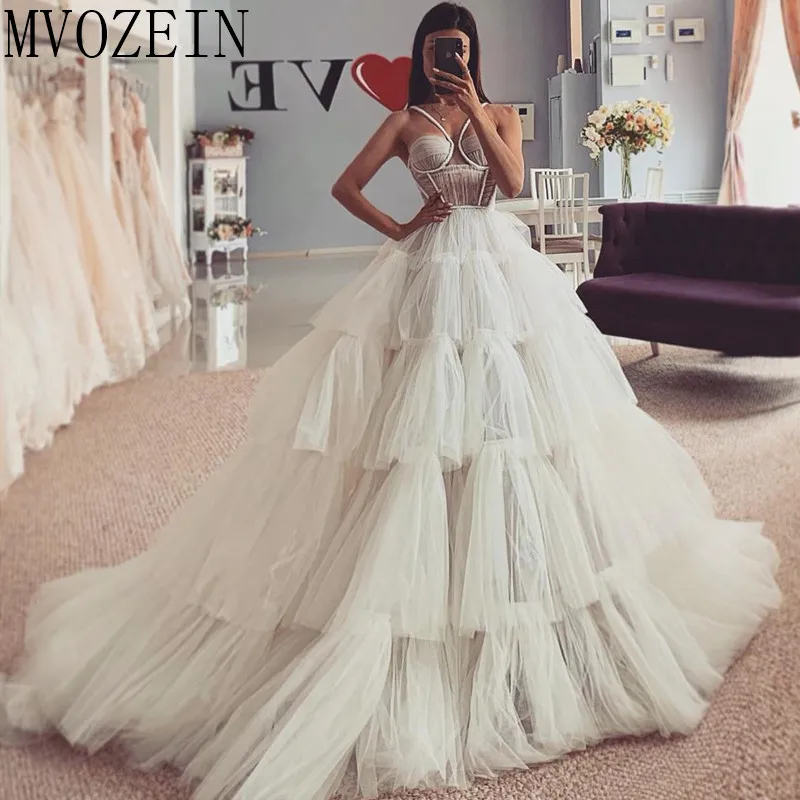 فساتين زفاف ساحرة 2023 رداء de mariage تول ثوب حفلة حبيب رسن ذيل محكمة فستان الزفاف vestido de noiva