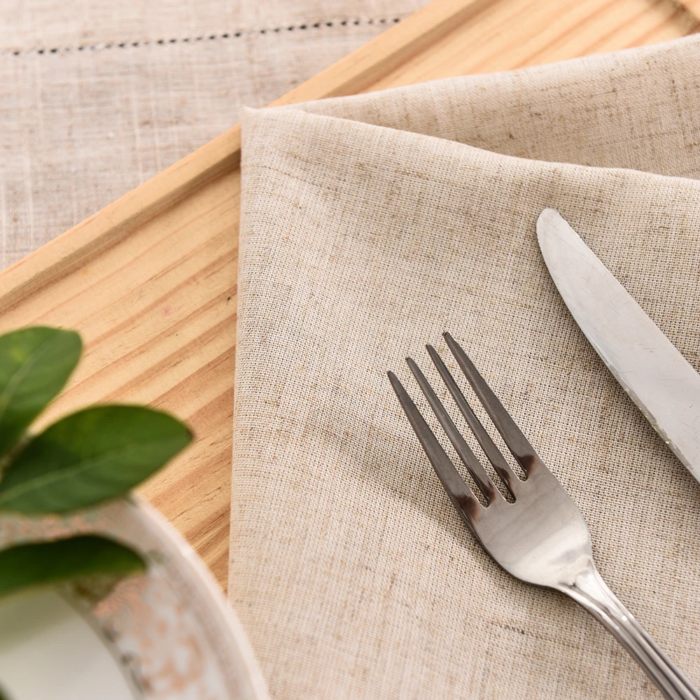 12 Stück Tischservietten für Hochzeit, Party, Abendessen, weiße Stoffservietten für Restaurant und Zuhause, Baumwoll-Leinen-Taschentücher in 4 Größen – Detail 18