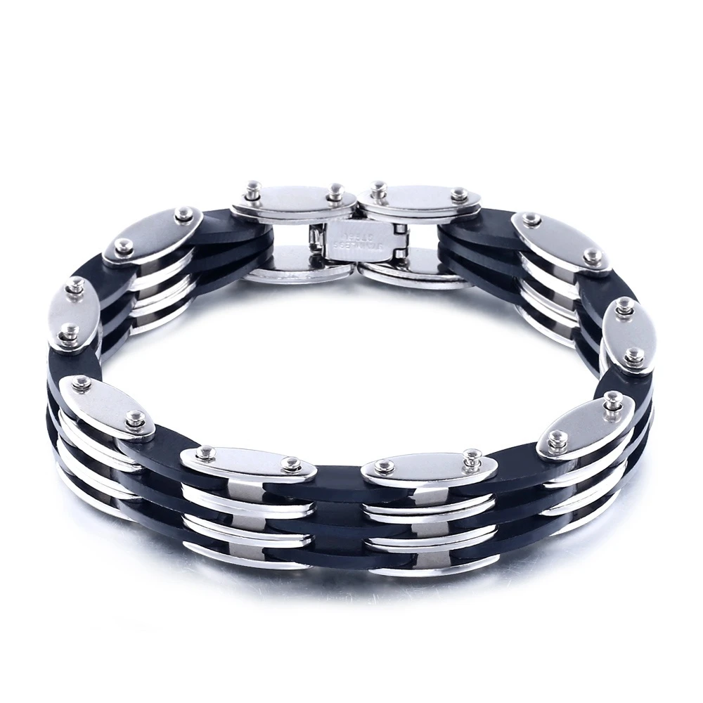 2024 Trend Jewelry Vintage Stainless Steel Bicycle Chain Bracelet Men Personalized Multilayer Silver Color Cuff Bracelet Pulsera