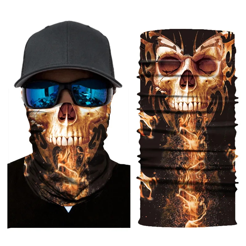 Multifunction Cycling Scarf Bandanas Funny Grimace Skull Seamless Magic Face Mask Neck Warmer Shield Fishing Headband Men Women