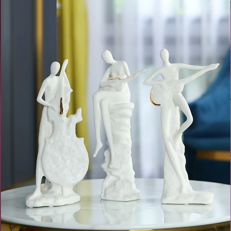 

EUROPEAN ABSTRACT ARTS MUSIC FIGURE STATUE CREATIVE COUPLES CHARACTER ART SCULPTURE DECORATION CERAMICS CRAFT HOME DECOR R4551