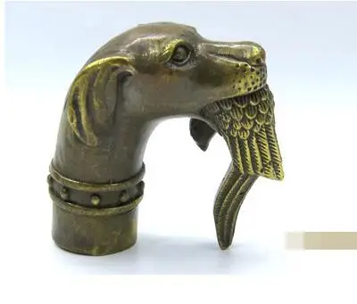 free shipping China Exquisite Handwork Carving Bronze dog Statue Cane Head Walking Stick