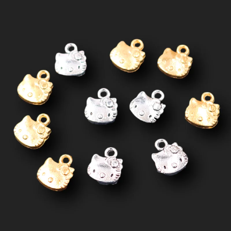 30pcs Silver Plated Cute  Cat Charm Bracelet Earring Pendant DIY Metal Jewelry Handicraft Accessories 13*12mm A2265