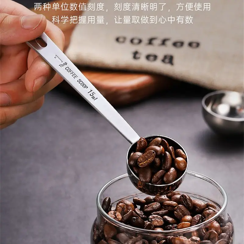 Measuring Spoon Coffee Spoon Bubble Tea Measuring Cup,Cooking Food Scale15/30ml 10/20g Kitchen Tools Stainless Steel