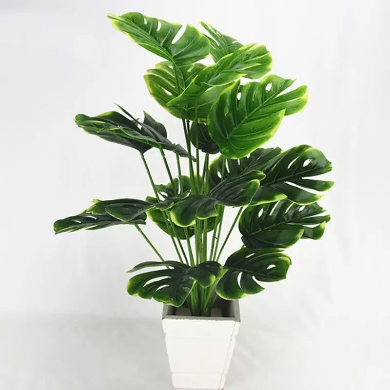 1 Bouquet/18 leaves Artificial Silk Palm Monstera Leaves Plant for Hawaii Luau Party Decorations Beach Wedding Table Decoration