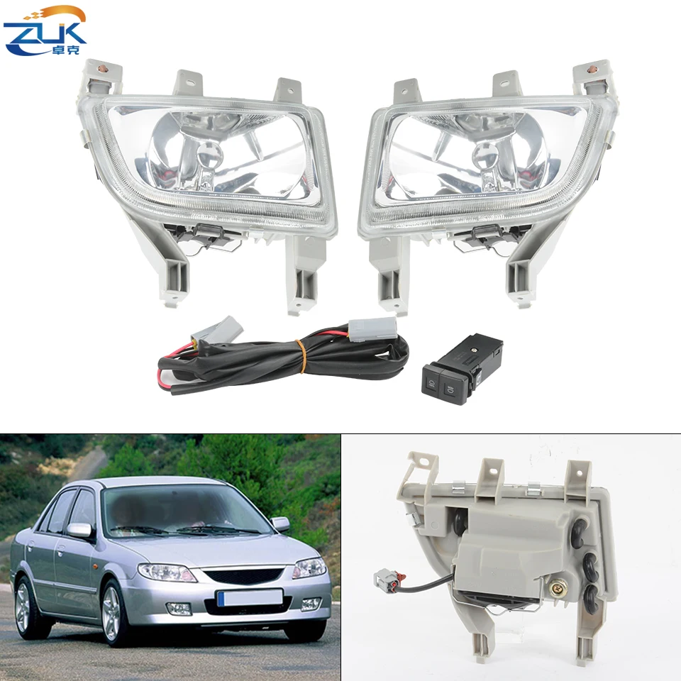 

Front Bumper Fog Lamp Fog Light Bulb Cable Wire Harness Switch Set Addtitional Kit For Mazda 323 Familia Protege BJ 1998-2003