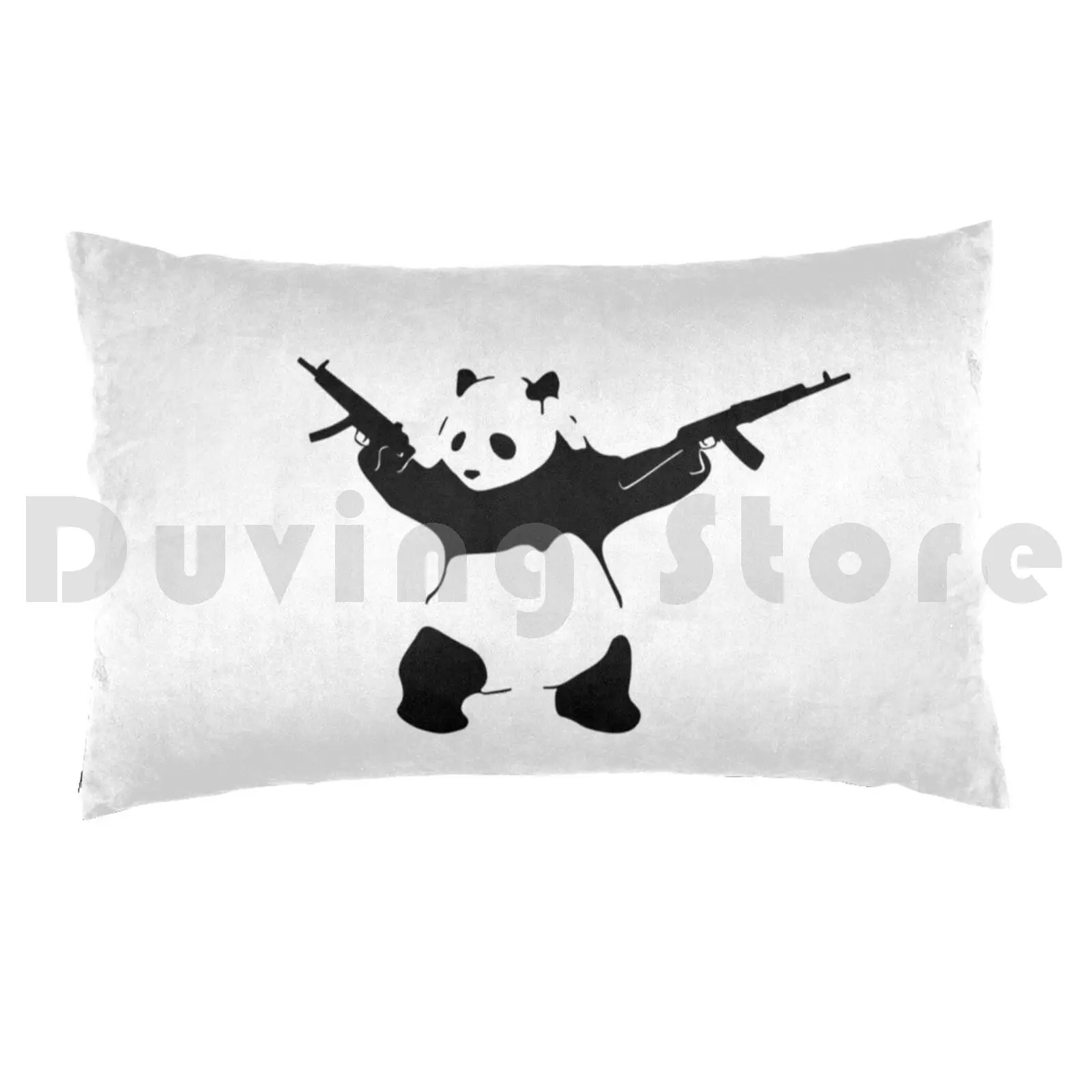 Banksy's Panda Holding Assault Rifles Pillow Case Printed 50x75 Banksy Panda Gun Pro Ak 47 Ak47 Mp5 Rifle