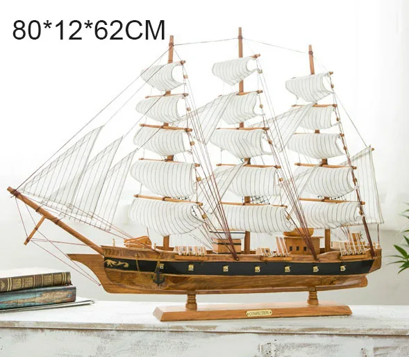 Stgbcst Ornements de modèle de voilier en bois Modèle de voilier Bateau à voiles Décoration maritime Décoration maritime 34cm, pour bureau de desktop, salon, chambre à coucher, décoration de bureau