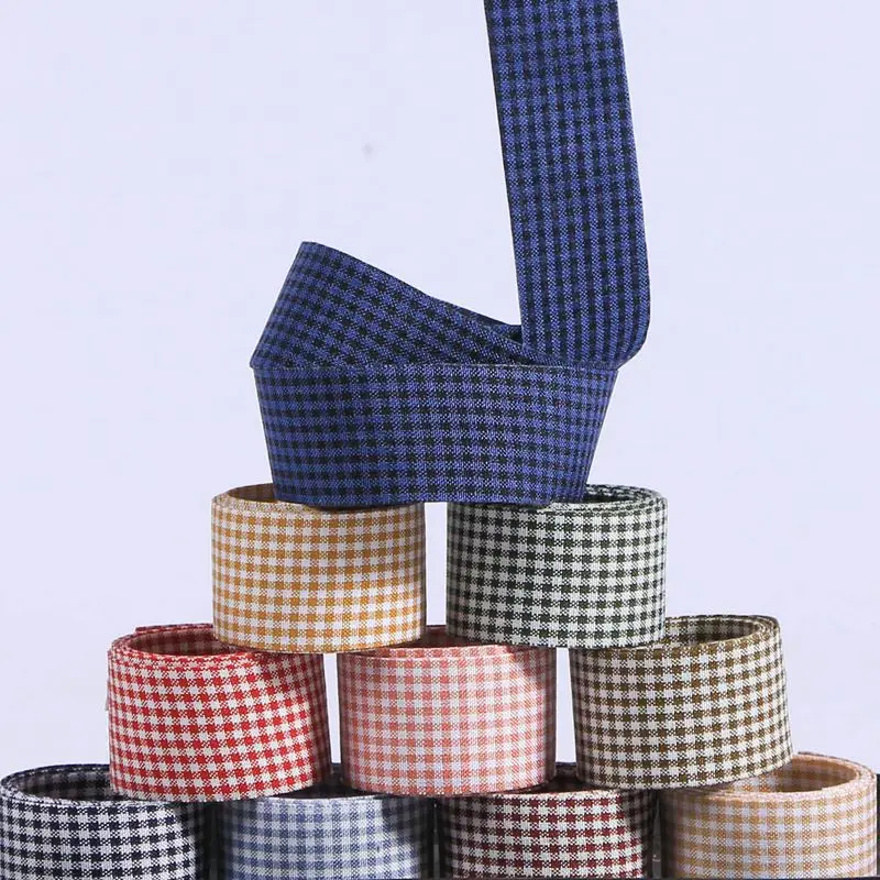 

Muti sizes 50 yards Check Grid Lattice Plaid Ribbons Bow Ribbon Gift Wrapping Polyester Ribbon Handmade DIY Accessories