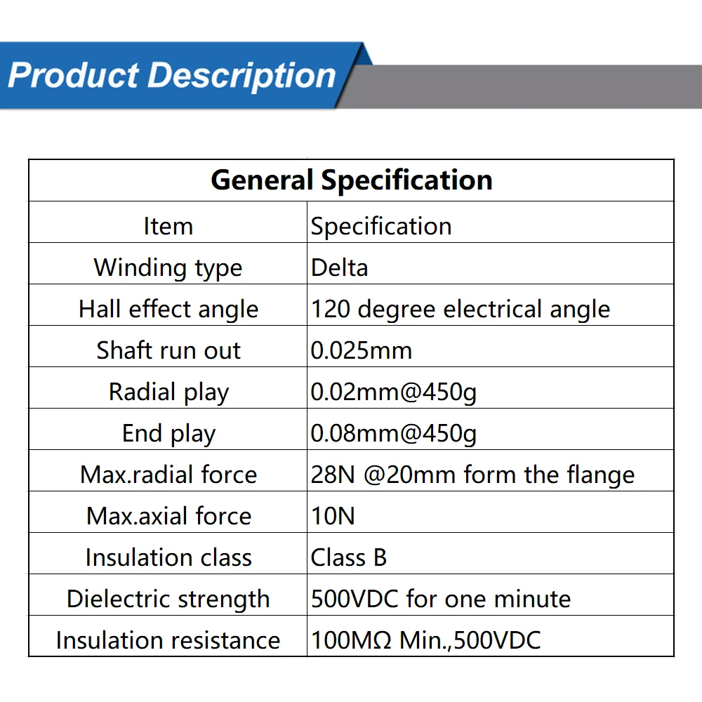 42BLS02 4000rpm Bürstenlosen DC Motor 42*42*61mm 24V 52,5 W 3 Phase 0,125 N.m 8-pole 3,3 EINE BLDC Motor Für 3D Drucker DIY Design – Detail 2