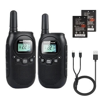 Mini talkie-walkie pour enfants, Station de Radio sans licence FRS/GMRS 0.5W 22CH VOX, Radio bidirectionnelle avec batterie Li-ion Rechargeable, 2 pièces