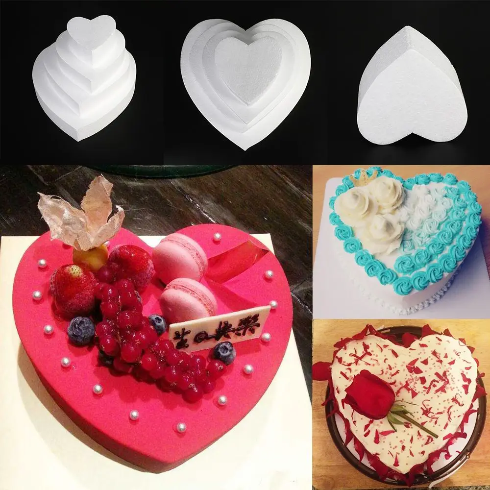 Flower Decor Sugarcraft Dummy Practice Model Polystyrene Styrofoam Heart Shaped Cake Foam Mould