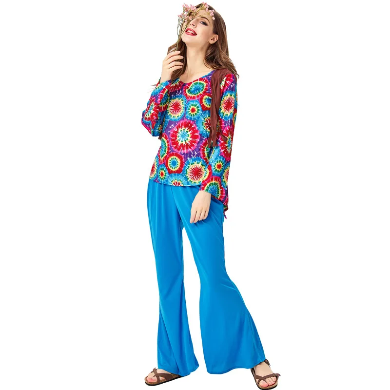 Umorden Adulto Retro 60s 70s Hippie Amore di Pace Costume di Cosplay Delle Donne Uomini Coppie di Halloween Purim Costumi Del Partito di Fantasia vestito