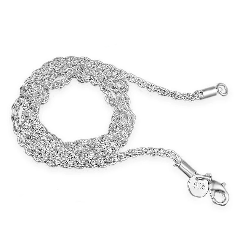 Wholesale Personality Fashion OL Woman Girl Party Gift Silver 3MM Rope Chain 925 Sterling Silver Chain Necklace