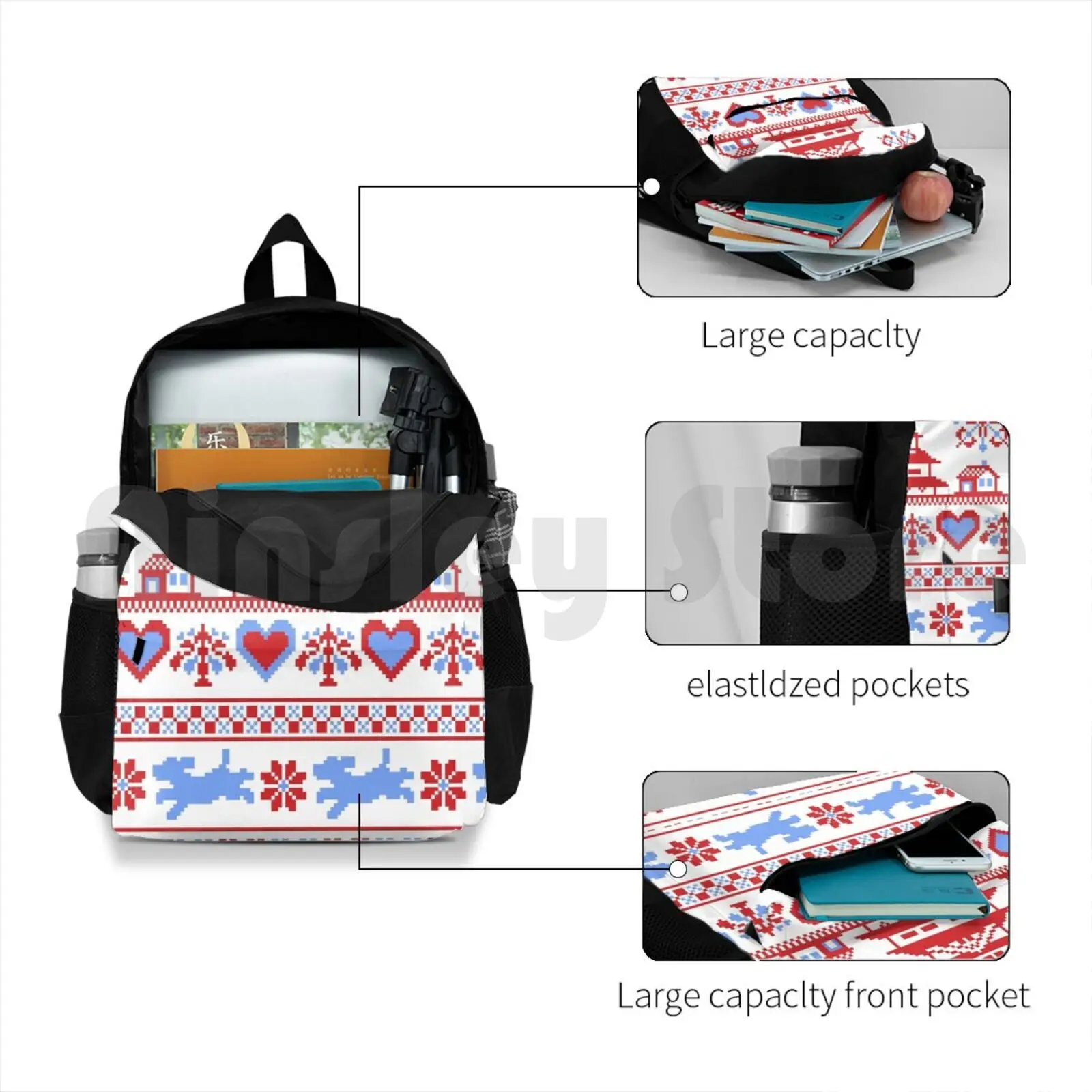 Winter Ice Skating Aesthetic Outdoor Hiking Backpack Waterproof Camping Travel On Ice Yoi Ice Skating Figure Skating Pixel Art image 4