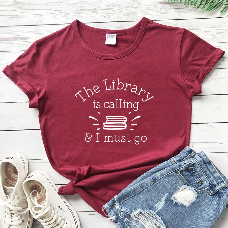 도서관 전화 & I Must Go T-shirt Funny Book Nerd Gift Tshirt 귀여운 여성 그래픽 독서 탑 티 셔츠, 드롭 배송