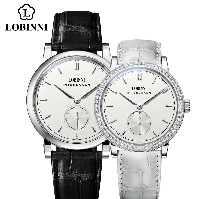 Imagem -02 - Suíça Marca de Luxo Lobinni Seagull Automático Relógios Mecânicos Femininos Safira à Prova Dlágua Diamante Casais Relógios L6013l