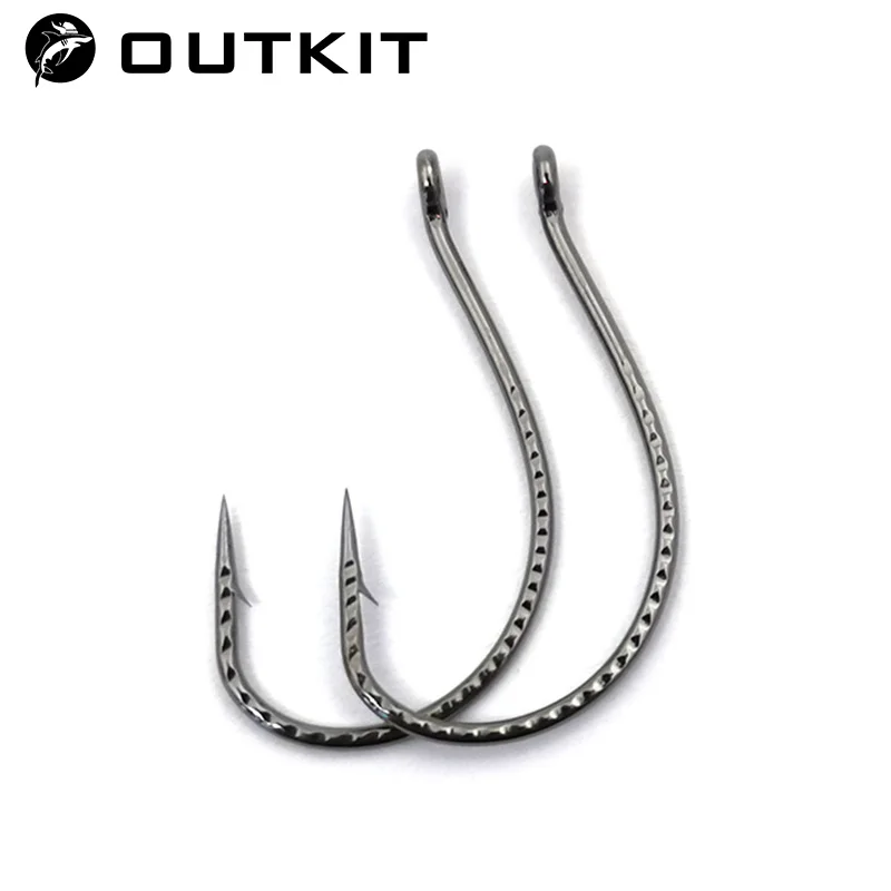 OUTKIT 10pcs/lot Drop Shot Hook Soft Lure Hook Stainless Steel Offset Wacky Hooks Crank Worm Bass Fishhook Fishing Accessories