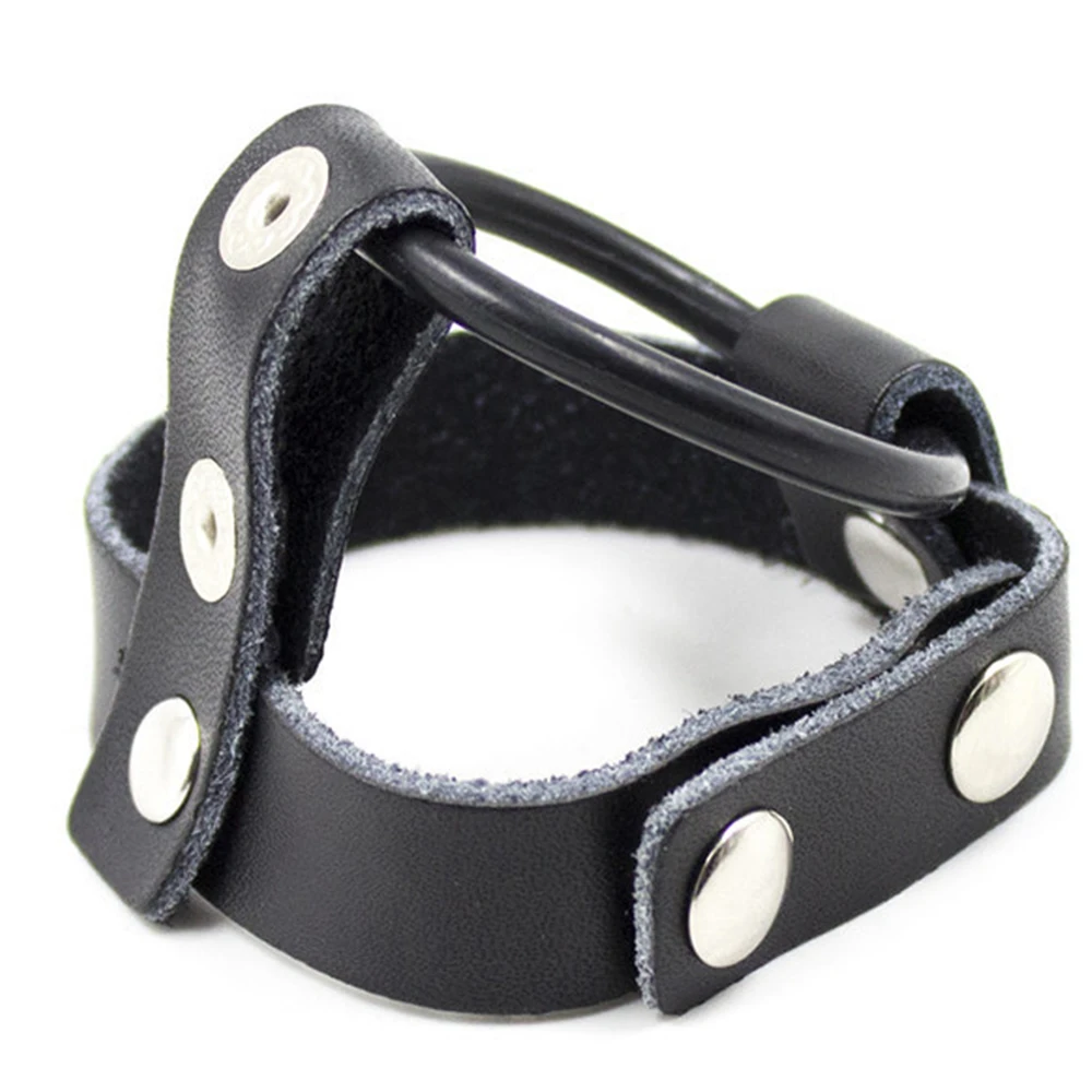 PU Leather Penis Ring Silicone Cock Ring Male Chastity Belt Device Sex Toys for Men Delay Ejaculation Adult Products