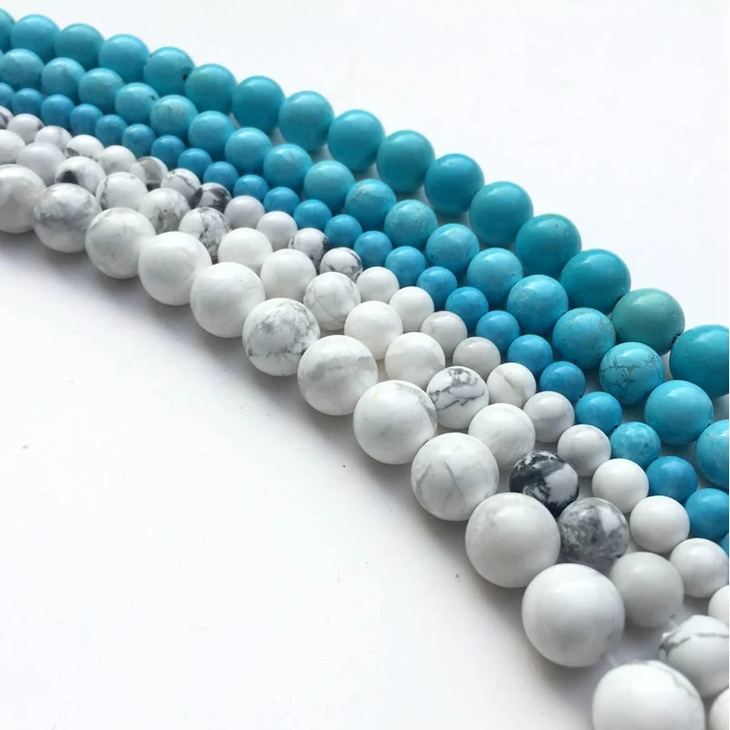 4 6 8 10 12 14MM Natural Gem Stone White Howlite Turquoises Beads Bracelet Fit Diy Charm Beads For Jewelry Making